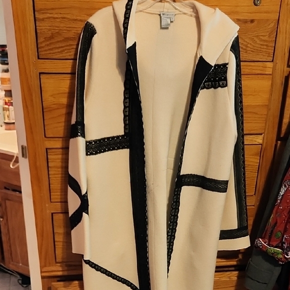 Worth Black and White Sweater Coat
